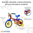 Bicicleta 12 Nathor Fire Man - Azul/Vermelho/Amarelo