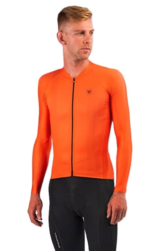 CAMISA DE CICLISMO FREE FORCE MASCULINA MANGA LONGA TRAINING ORANGISH 2024