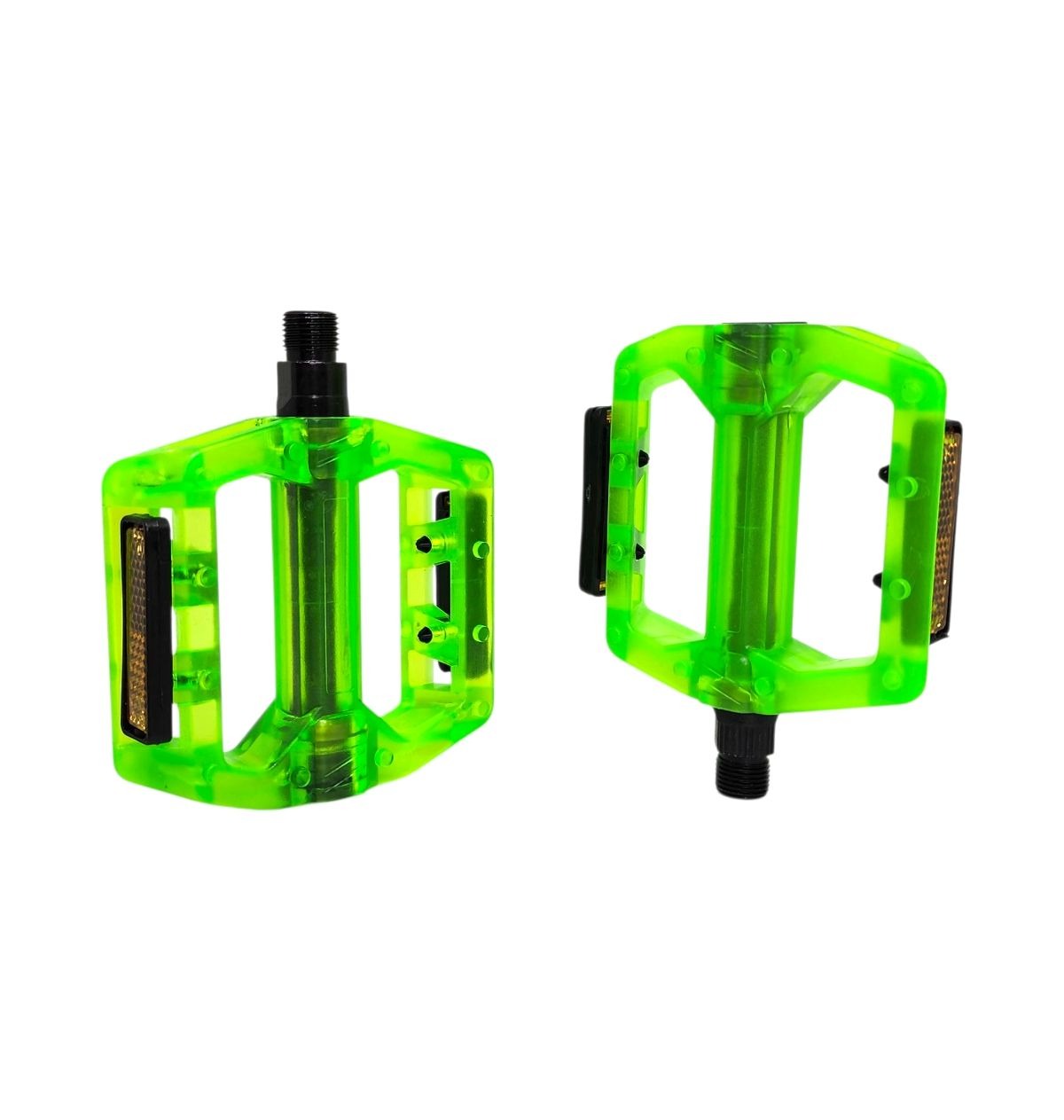 PEDAL PLATAFORMA 9/16 ESFERADO ACRÍLICO COM REFLETOR TRANSPARENTE VERDE