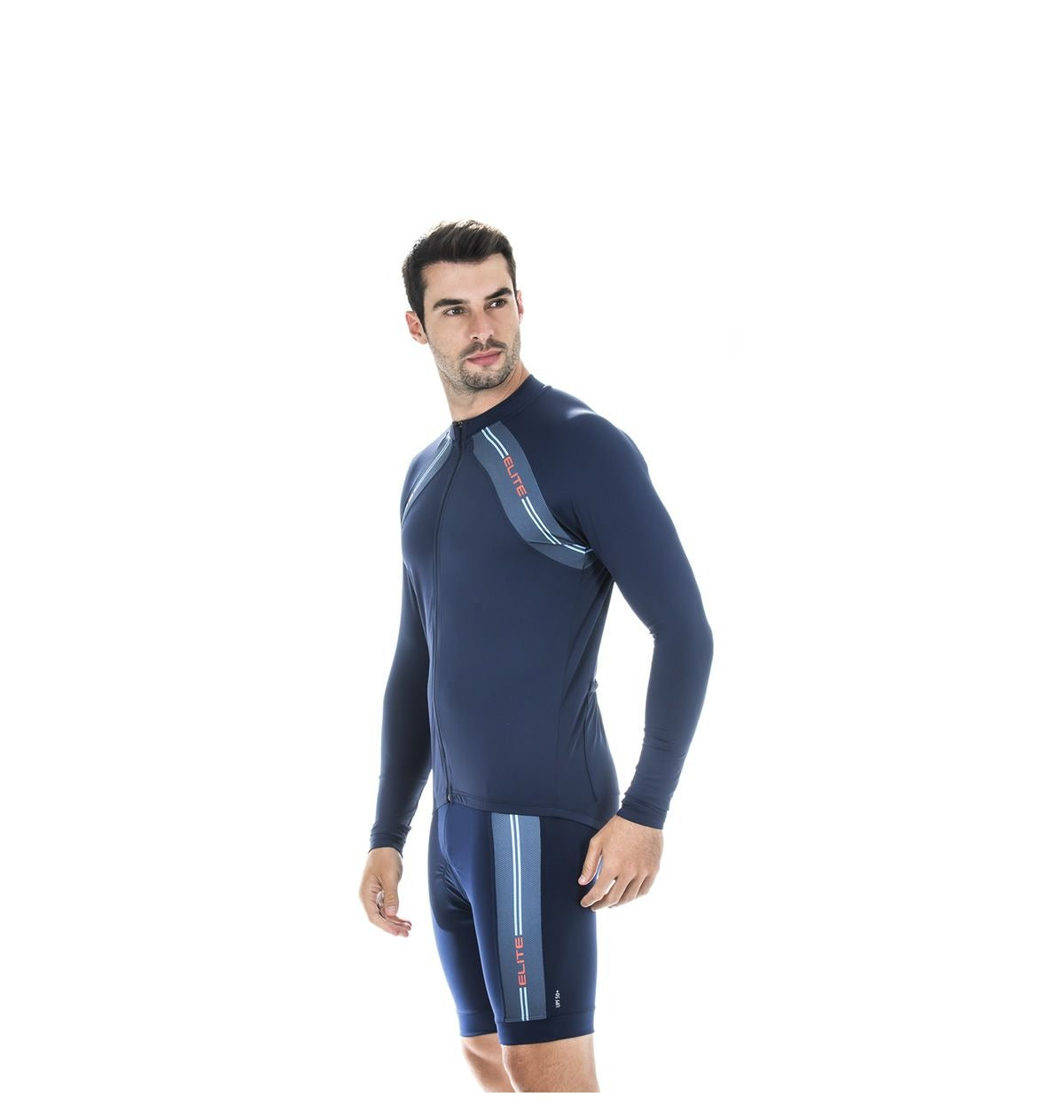Camisa Bike Manga L ELITE SportsWear Masc UV PROTEC/LUMINA P MARINHO/CELESTE