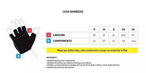 LUVA DE CICLISMO ABERTA BARBEDO ATTACK PRO PRETO - M