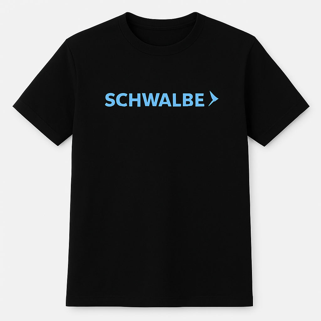 CAMISETA CASUAL SCHWALBE PRETA LOGO AZUL TAM - M