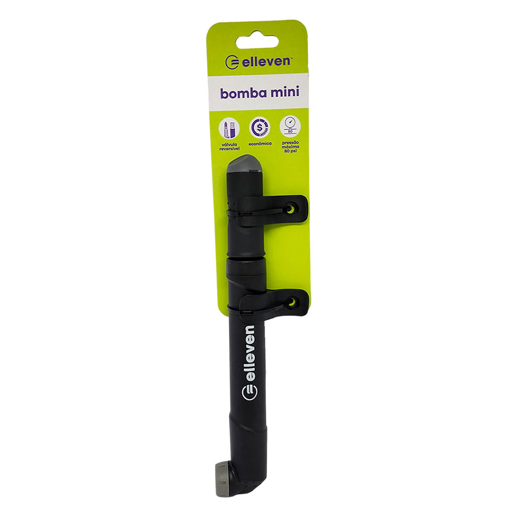 BOMBA ELLEVEN MINI PLÁSTICA ECO COM SUPORTE (80PSI) - PRETO