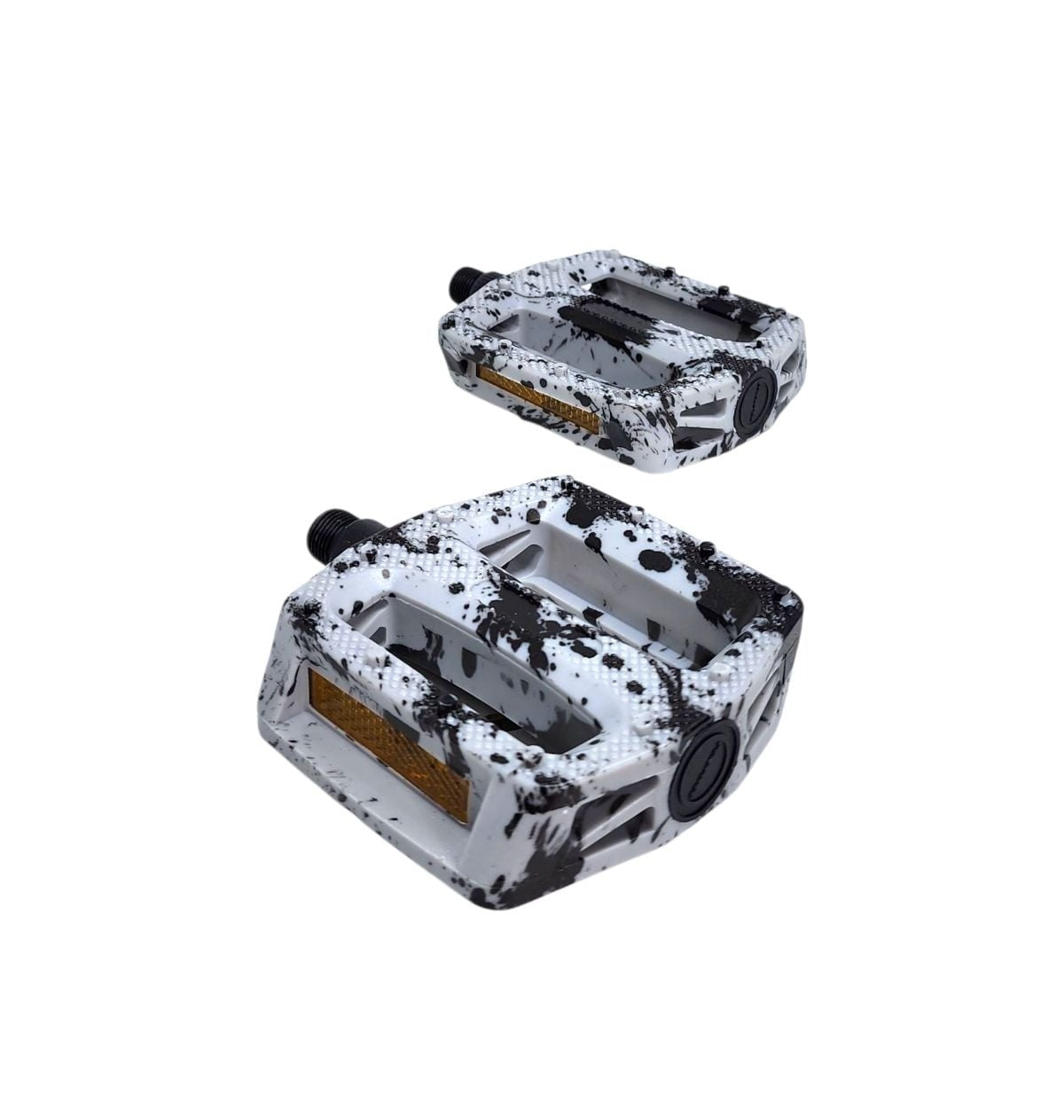 PEDAL PLATAFORMA 9/16 EM NYLON ESFERADO CAMUFLADO COM REFLETOR PRETO/CINZA