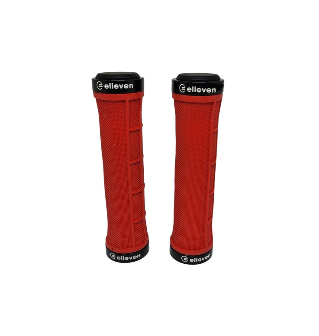 MANOPLA MTB ANTIDERRAPANTE 130MM ELLEVEN C/ TRAVA NATURAL/VERMELHO