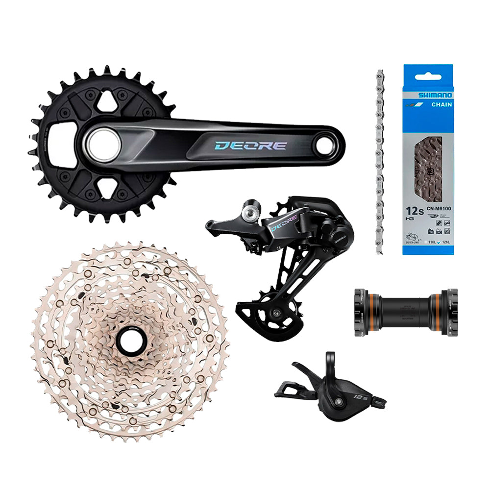KIT TRANSMISSÃO SHIMANO DEORE M6100 SINGLE C/ MOV. CENTRAL BB-MT501 1X12V -COROA 32D