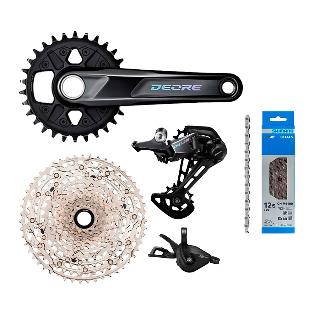 KIT TRANSMISSÃO SHIMANO DEORE M6100 SINGLE 1X12V -COROA 30D