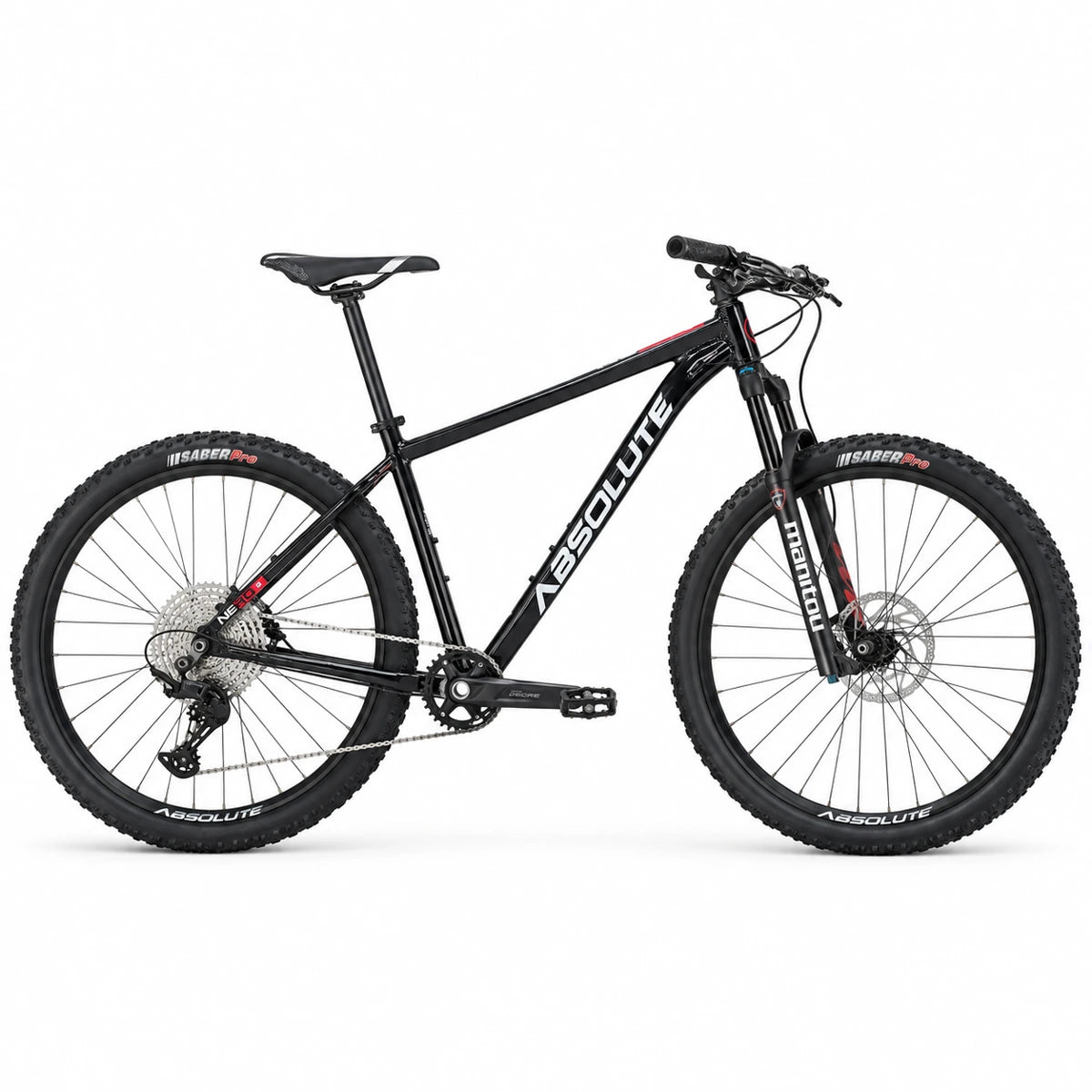 Projeto MTB Absolute Nero 5 XXL 23 preto, Shimano Deore 11v e Manitou Markhor — lateral