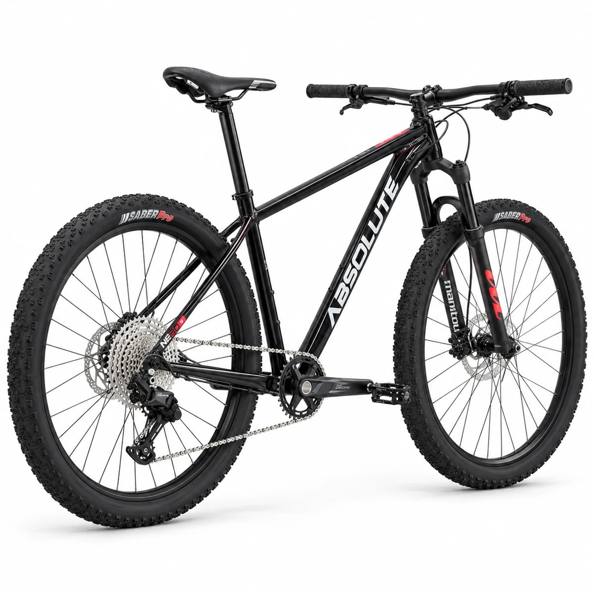 Projeto MTB Absolute Nero 5 XXL 23 preto, Shimano Deore 11v e Manitou Markhor — traseira